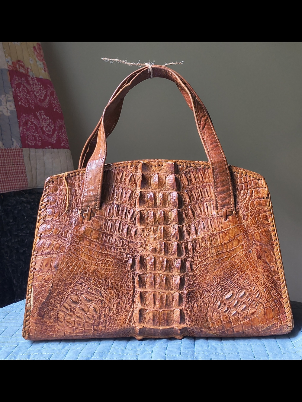 Rare 1950s Genuine Hornback Alligator Luxury Satchel